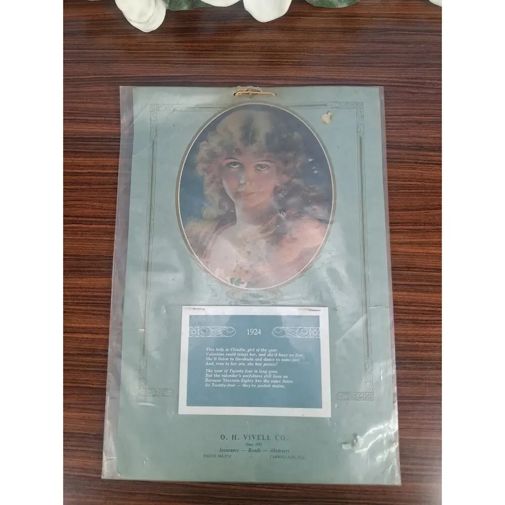 1924 Calendar Claudia O.H. Vivell Co. Antique Day Tracker Beautiful Victorian